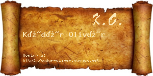Kádár Olivér névjegykártya
